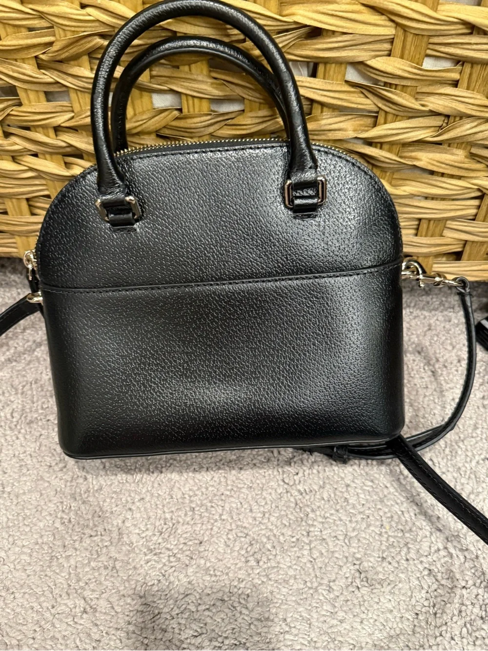 kate spade Black Leather Crossbody Dome Satchel